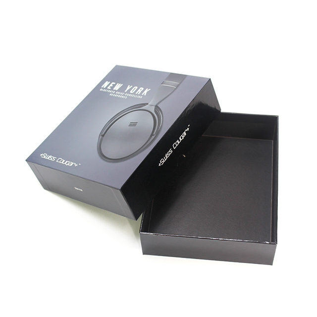 High End Premium Matte Finish Hard Cardboard Black Paper Package Empty Mobile Phone Box for Mobile Headset Headphone Electronics