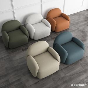 Sofá individual de piel de cordero estilo nórdico, redondo, tapizado con relleno de espuma para la sala de estar infantil - Product Image 3