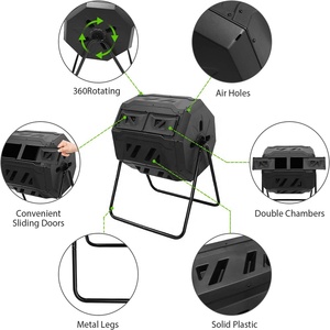 160L Outdoor Tumbling <strong>Composter</strong> Dual <strong>Rotating</strong> Batch <strong>Composting</strong> <strong>Bins</strong> Moving Type Turner Machion <strong>Composter</strong> for Garden Yard - Product Image 2