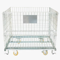 Cages de stockage mobiles, rayonnages empilables, conteneurs en treillis métallique, bacs de stockage industriels avec roues, acier galvanisé à haute capacité