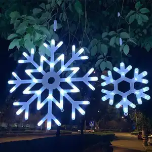 Outdoor Hanging Led Christmas Lights Snowflake Ornaments Led Snowflake Motif Light