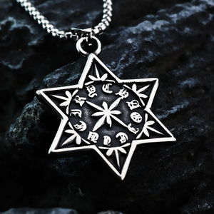 Colgante de estrella de acero inoxidable yunnique con doce símbolos de constelaciones, amuleto temático para ropa, regalo a juego - Product Image 1