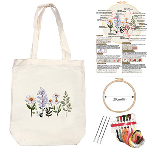Thêu túi Tote <span class=keywords><strong>kit</strong></span>, thêu <span class=keywords><strong>Kit</strong></span> cho người mới bắt đầu với họa tiết hoa. Thích hợp cho người mới bắt đầu và người lớn - Product Image 3