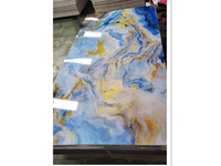Panel Dinding PVC Modern Anti Air dengan Profil Aluminium di Tepi, Lembaran Marmer UV Perekat Sendiri 10x4, Desain Rumah