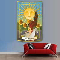 Symboles mystiques et ésotériques, cartes de tarot, jeu de tarot, impression de design angulaire, tapisserie murale