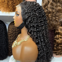 Perruque 5x5 en dentelle HD suisse, cheveux humains vierges Remy péruviens, ondulés profonds bouclés, sans colle, nœuds blanchis, 10"-36", couleur naturelle