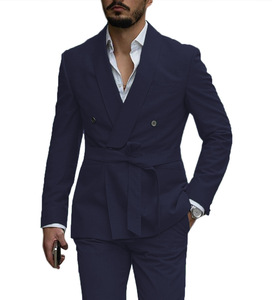 Traje para hombre, 2 piezas, chal, solapa, chaqueta masculina, <span class=keywords><strong>trajes</strong></span> personalizados, esmoquin para hombre con cinturón, traje clásico ajustado para hombre - Product Image 6