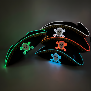 Sombrero con luz Led para fiesta de Halloween, sombrero luminoso de algodón con estampado personalizado de Pascua, gorra de capitán pirata con Flash de alambre de música KTV - Product Image 6
