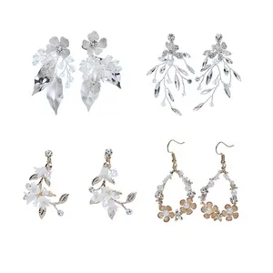 Casual Match Wedding Jewelry Pearl Crystal Accessories Bridal Drop Earrings For Women Handmade Design