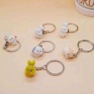 Porte-clés Lapin Mignon en Peluche Miniature 3D en PVC, Breloques de Sac, Accessoires, Porte-clés en Résine Floquée - Product Image 2