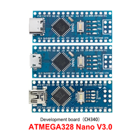 Placa de Desarrollo Mini CH340G Nano V3.0 con Controlador ATmega328, Interfaces Tipo-C, Micro USB y Nano 3.0