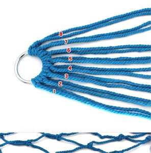 Hamac en corde de coton pour l'intérieur et l'extérieur Hamac en <span class=keywords><strong>filet</strong></span> en coton épais avec poche en maille Hamac simple pour adultes et enfants Balançoires - Product Image 2