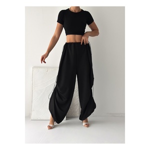 Pantalon sarouel pour femmes, jambe large, taille haute, laçage réglable, respirant, taille standard 36 à 50 - Product Image 4