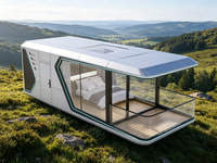 Capsule spatiale panoramique en bord de lac, vue sur le lac avec commande intelligente et salle de bain privée complète