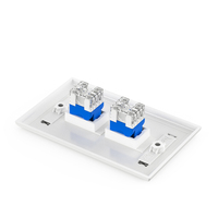 Placa de pared de red de 2 puertos tipo EE. UU. de ABS blanco de 86 mm x 86 mm con cubierta antipolvo deslizante y superficie pulida a espejo Cat3/Cat5e/Cat6/Cat6A