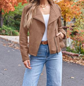 Veste en simili cuir pour femme, manteau court à devant ouvert pour l'automne, l'hiver et le printemps, style cardigan - Product Image 2