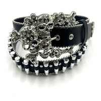 Nouvelle ceinture en cuir PU style punk rock euro-américain, motif crâne et balle, boucle en alliage tendance hip-hop, accessoire transfrontalier