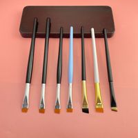 Grosir kuas alis pisau merah muda tunggal kuas Eyeliner & Concealer kepala datar 7 buah Set alat luar pena kecantikan untuk penggunaan mata