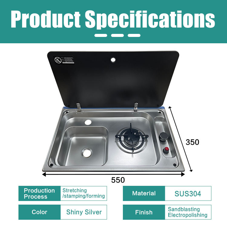 JDA Stainless Steel RV Sink and Burner Cooktop Stove Hob Combo with ...
