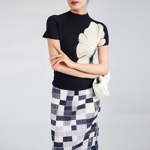 Camisas Plisadas de Chifón Estampadas Casuales de Alta Calidad para Mujer, Verano 2025, Camisetas Elásticas, Venta al por Mayor, Impresión Bajo Demanda - Product Image 4