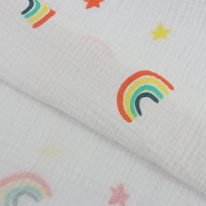 Tela de muselina estampada de algodón de alta calidad, venta al por mayor de bebé, tela de Metro de muselina estampada de 2 capas para Manta - Product Image 4