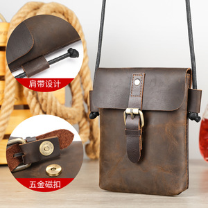 <span class=keywords><strong>Borsa</strong></span> a Tracolla in Vera Pelle per Uomo, Stile Vintage Compatto in Pelle <span class=keywords><strong>di</strong></span> Cavallo, Design Retrò Europeo-Americano, Direttamente dalla Fabbrica - Product Image 2