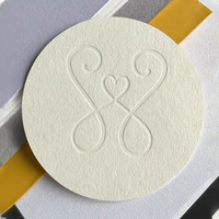 Design personnalisé de luxe 600gsm coton papier carton rose circulaire cartes de remerciement cartes de visite en relief