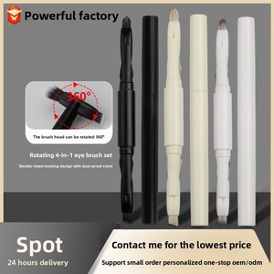 Kit de pochoirs à sourcils rotatifs à double tête avec pinceau en fibres synthétiques, outil de maquillage oblique pour les yeux et les lèvres - Product Image 1