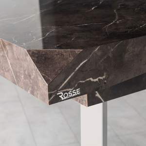 Rosse Modern Turkey <b>Dining</b> <b>Table</b> Marble Top Stainless Steel Frame Rectangle 6 Person Capacity <b>Extendable</b> - Product Image 2