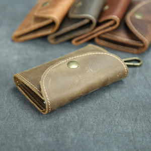 Porte-clés en cuir Crazy Horse fait main Andong, porte-cartes, emplacements pour cartes, porte-clés en cuir de vache véritable, portefeuille de poche, sac à main rétro pour homme - Product Image 2