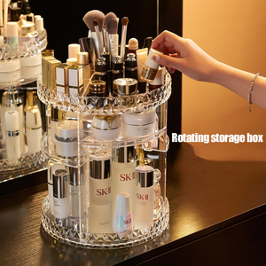 Makeup Organizer 360 Degree Rotation Clear Brush Holder Lipstick Vanity Acrylic Cosmetic Storage Box Make Up Makeup Organizer