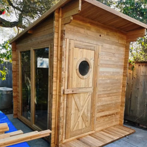 <span class=keywords><strong>Sauna</strong></span> Geométrica de Cedro Rojo con Techo Inclinado y Estufa de Leña para 8 Personas, Crea un Refugio Moderno en tu Propiedad de Montaña - Product Image 3