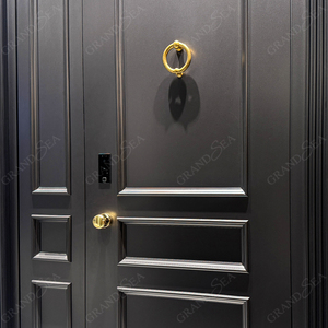 Pintu Masuk Depan Mewah Berkualitas Tinggi Warna Hitam Gaya Eropa Pintu Depan Aluminium Keamanan Eksterior untuk Rumah - Product Image 4