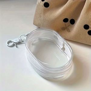Portable <b>Mini</b> Clear Zipper <b>Storage</b> Bag with Handy Keychain Loop Versatile Cable Management & Organizer for Earphones Chargers - Product Image 3
