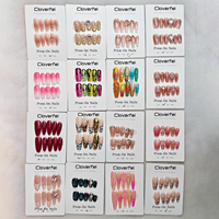 Ongles en plastique à motif géométrique de style français, couvrant entièrement l'ongle, à presser, finition brillante longue durée, pré-conçus pour les doigts, 10 pièces