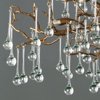 Hitecdad lampes décor à la maison luxe salon chambre Villa hall lustre en laiton branche d'arbre montage en cristal or suspension