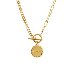 Collar Minimalista con Hebilla OT, Colgante Circular de Aleación de Zinc Dorado para Mujer, Regalo, Joyería, Accesorio de Moda - Product Image 5