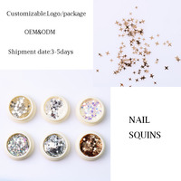 Paillettes 3D chromées de luxe pour nail art, avec couleurs mélangées et 6 compartiments par boîte, pour ongles en forme de cœur, d'étoile et ronds