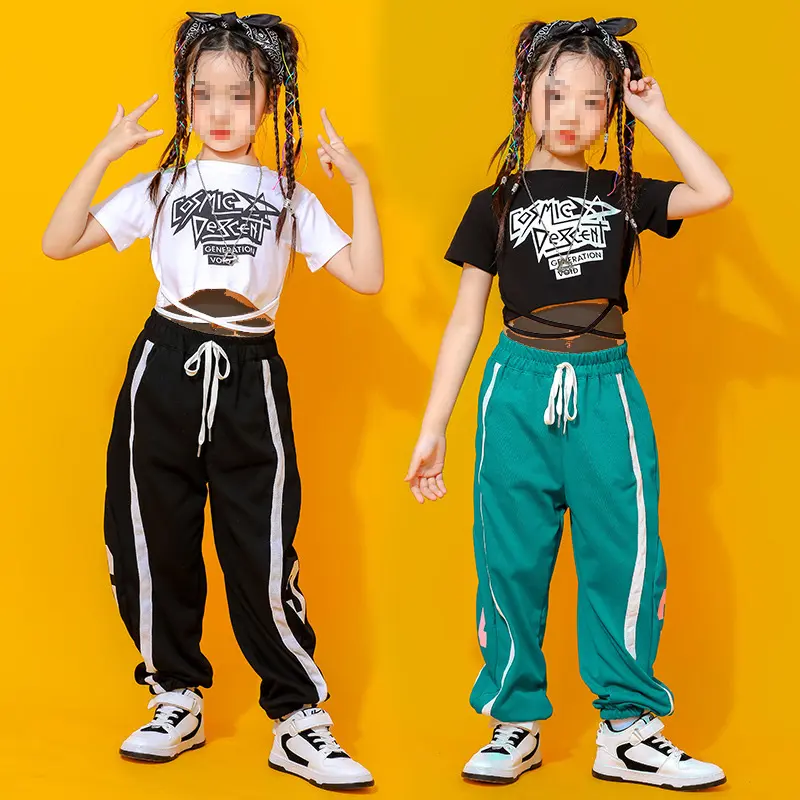 Enfants vêtements d'été pour filles hauts courts + pantalons cargo 2 pièces ensembles vêtements pour enfants tenues fille danse Costumes Performance