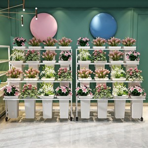 VIMA pergola Flower Shop Estante de exhibición de flores decorativo de <span class=keywords><strong>4</strong></span> capas Soporte de flores hermoso Estante de exhibición dorado al aire libre con 16 cubos - Product Image 3