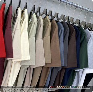 เสื้อยืดผู้ชายคอตตอน 100% แบบเรียบสีพื้น ทรงโอเวอร์ไซส์ ไหล่ตก  รับผลิตเสื้อเปล่าพร้อมสกรีนโลโก้ตามสั่ง ขายส่ง - Product Image 2