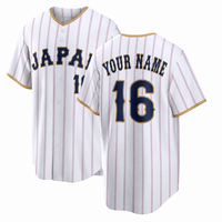 Jersey Baseball Bordir Tackle Twill Jepang, Promo Panas # 16 YAMAMOTO Kain jaring putih Jersey Edisi Terbatas
