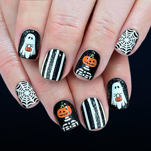 <span class=keywords><strong>Uñas</strong></span> postizas de Halloween <span class=keywords><strong>con</strong></span> diseño de bruja en colores pastel, suministro a granel, cortas, cuadradas, <span class=keywords><strong>rosa</strong></span> pálido, <span class=keywords><strong>con</strong></span> purpurina negra, diseño de gatito, murciélago y mecánico - Product Image 2
