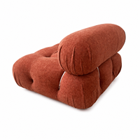 Fauteuil lounge modulaire en velours tufté, canapé simple sans accoudoirs, fauteuil d'appoint terracotta, design italien à profil bas pour salon et hôtel
