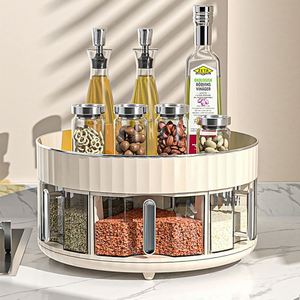 Wannuo Rotating Kitchen Spice Organizer Easy-to-reach Spice Storage Tray Insect-proof Spice Organizer for Home - Product Image 1