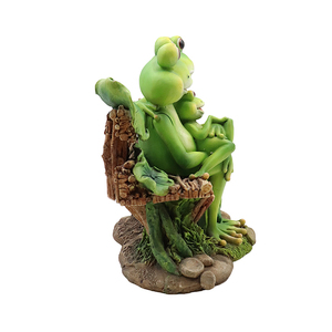 Statue de <span class=keywords><strong>Famille</strong></span> de Grenouilles en Résine sur Banc, Décoration de Jardin Résistante aux Intempéries pour Cour et Porche Chaleureux - Product Image 4