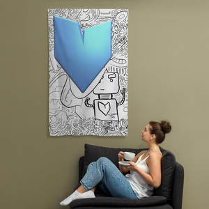 Tapisseries en forme de cœur de robot, design unique pour la décoration de la maison - Product Image 1