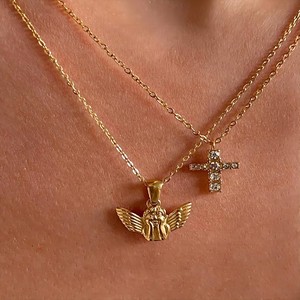 Collar de Moda Estilo Europeo Americano, Colgante de Corazón de Acero Inoxidable Chapado en Oro de 18K, Joyería para Mujer, Cadena de Regalo TN3228 - Product Image 3
