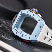 6501 Automatik-Chronograph, blaue Uhr mit Split-Seconden-Funktion, Skelett-Zifferblatt, Carbon, luxuriöse Herren-Alltagsuhr