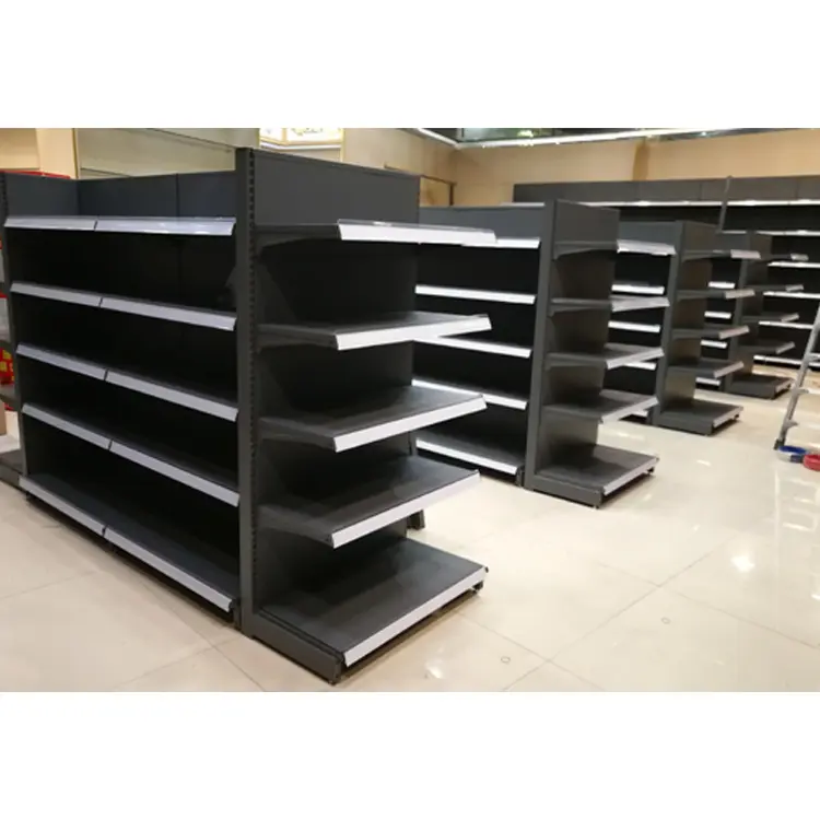 Design di vendita caldo supermercato Gondola metallo espositore attrezzature scaffale del supermercato con Design del negozio